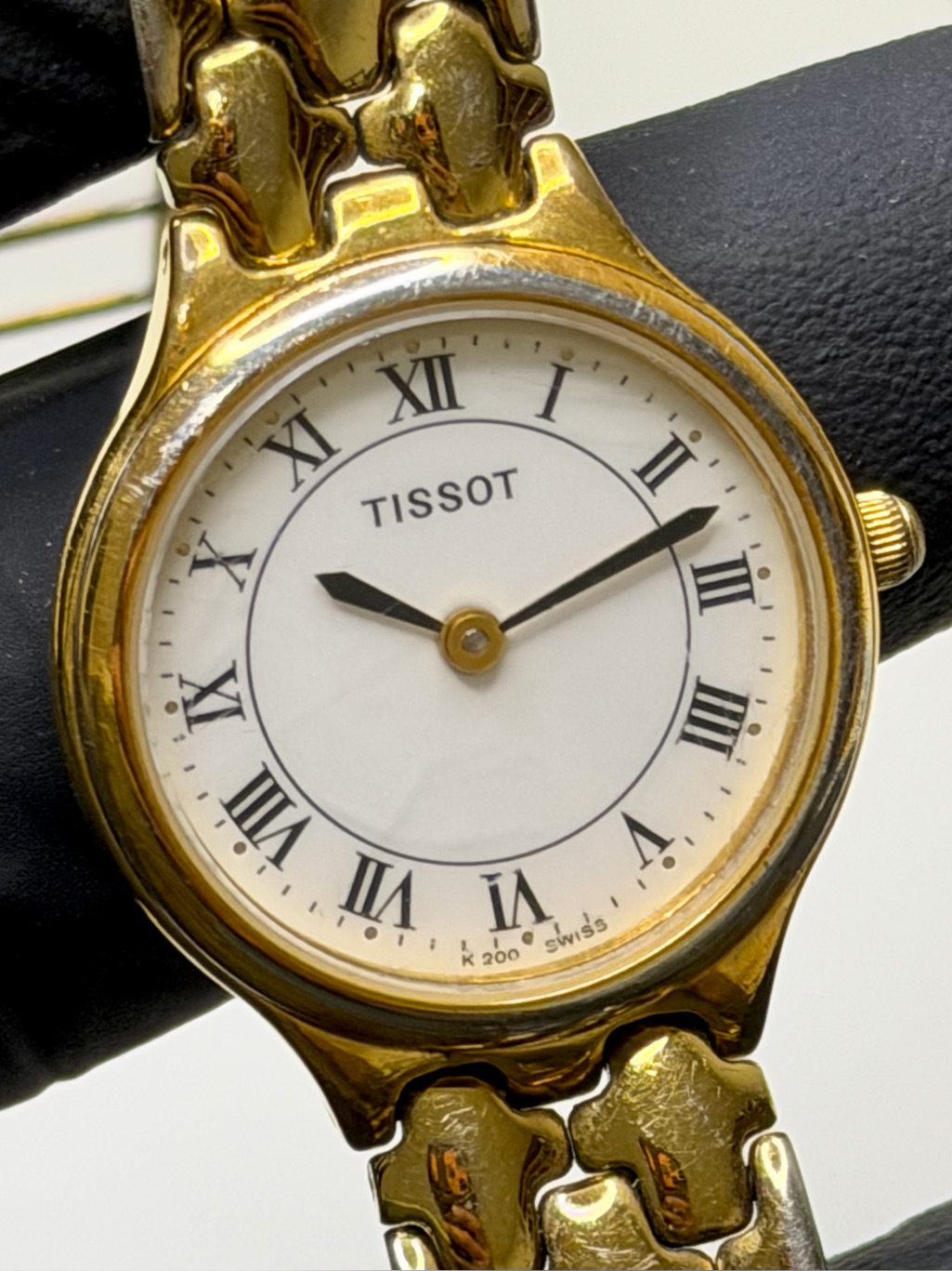 Tissot Stylist K200 White Dial Roman Numeral Goldplated 24mm Ladies Dress Watch